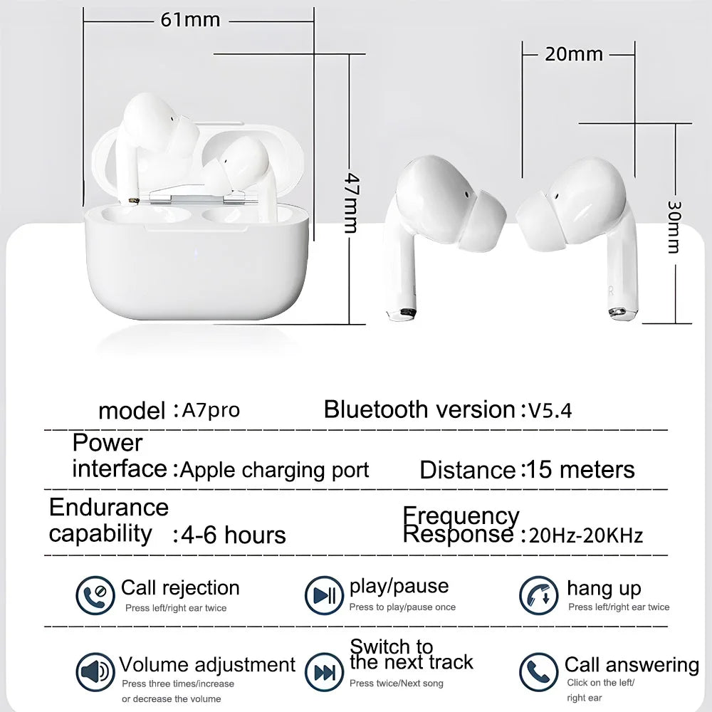 Air Pods 7 Auriculares Inalámbricos Bluetooth para Xiaomi, iPhone, Samsung con ANC